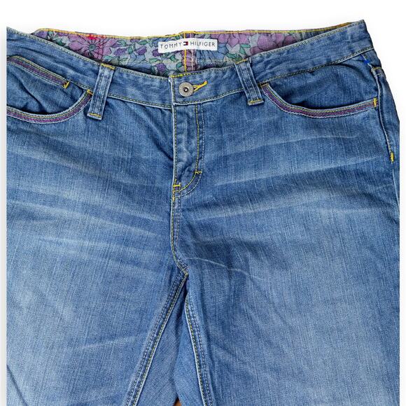 Tommy Hilfiger Straight Leg Jeans Size 12 Floral Waistband - Picture 6 of 9